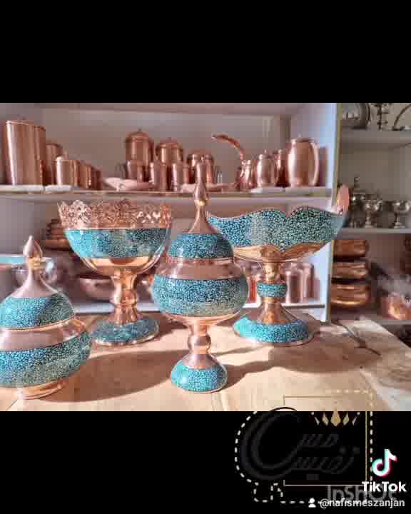 معرفی ظروف فیروزه کوبی نفیس مس زنجان