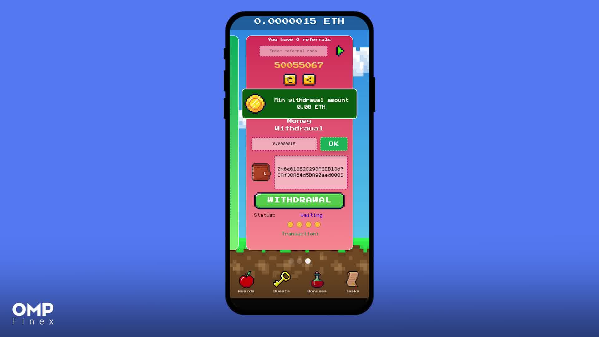 بازی کن پول دربیار (Ethereum Game) | او ام پی فینکس